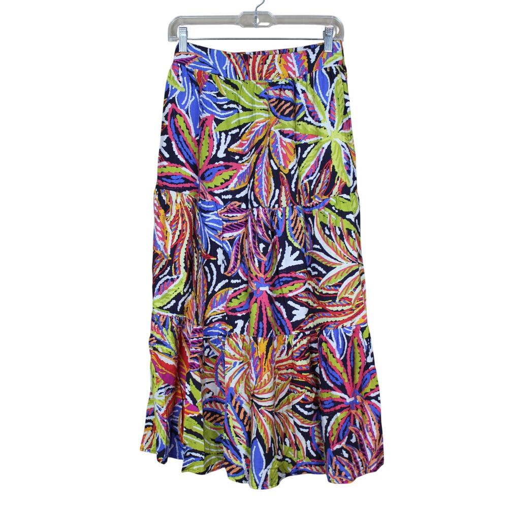 Rachel Zoe Colorful Tropical A-line‎ Pull On Pockets Resort Maxi Skirt Size S